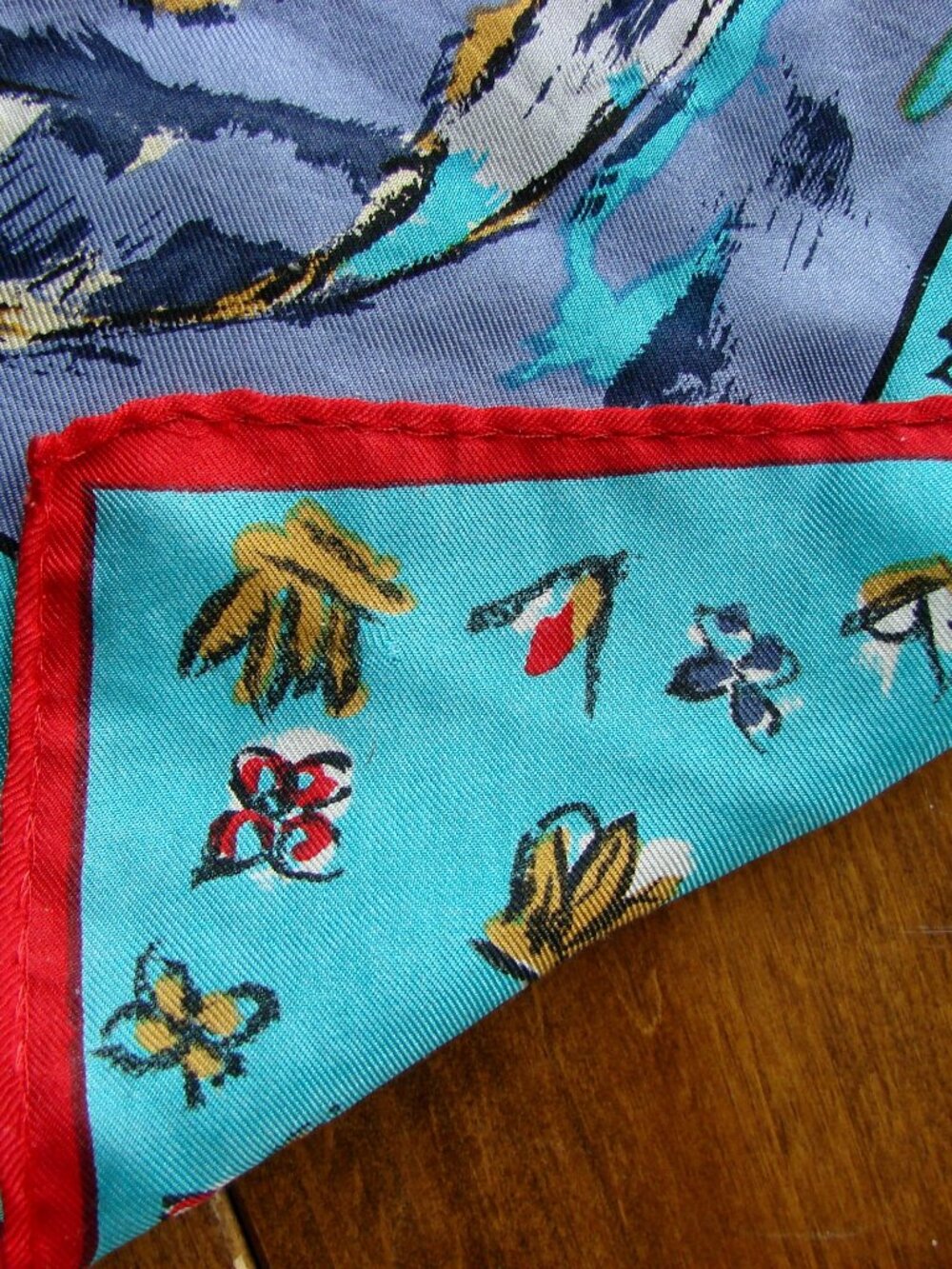 Vintage Perry Ellis 100% Silk Scarf Hand Rolled Japan Teapots Teacups Floral - Picture 15 of 15